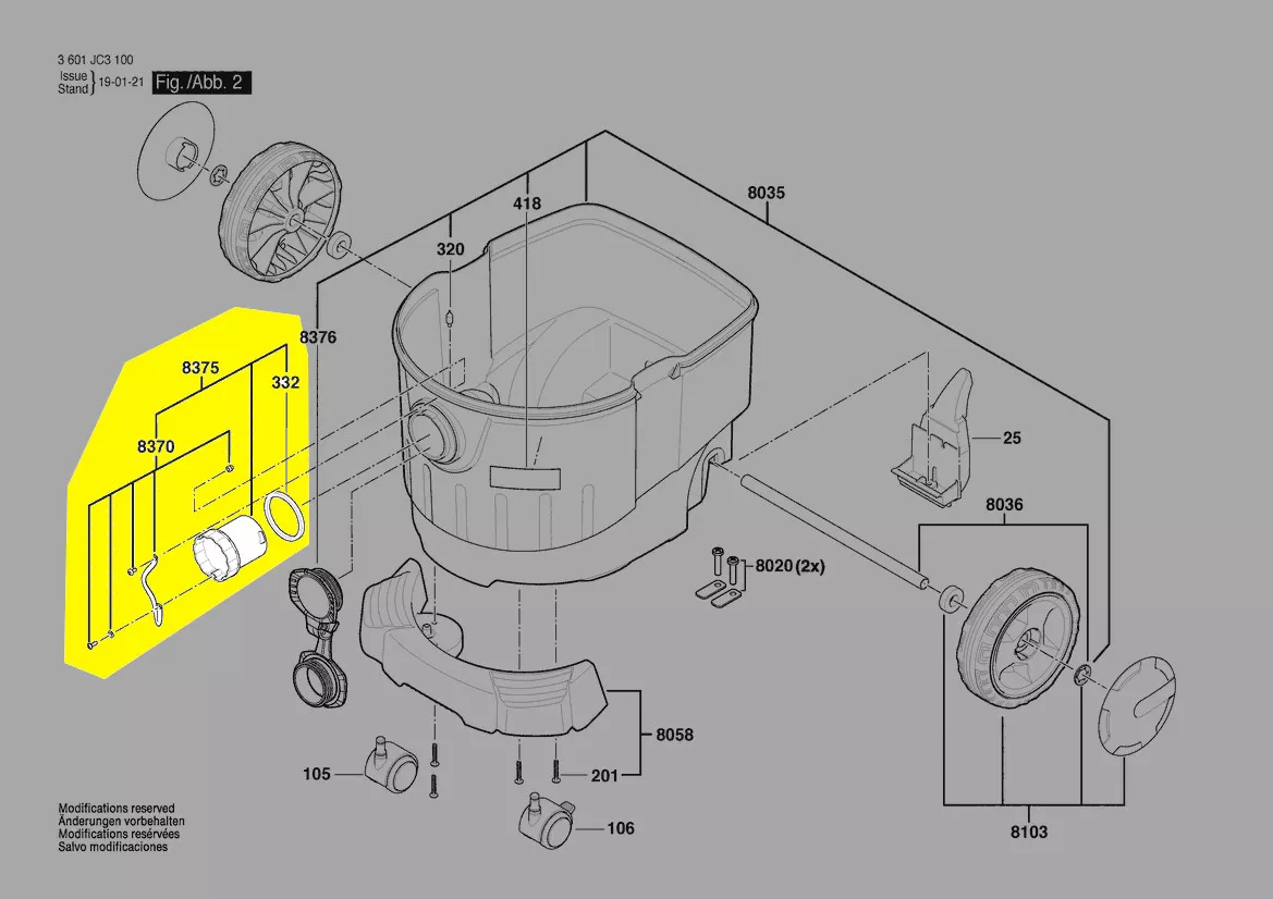 raccord cuve pour tuyau aspirateur Bosch réf. 2 609 200 416